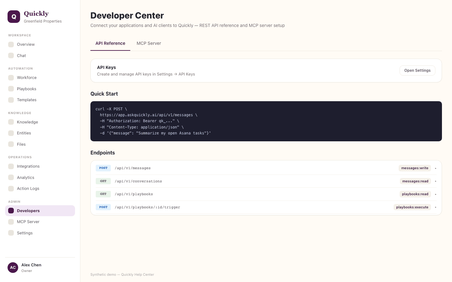 Developers screenshot