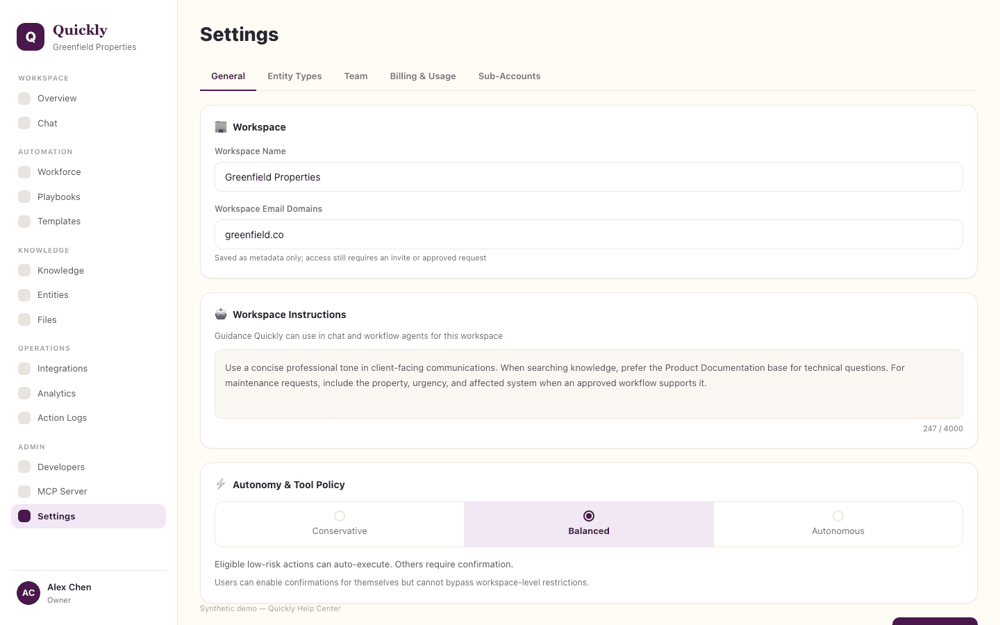 Settings screenshot