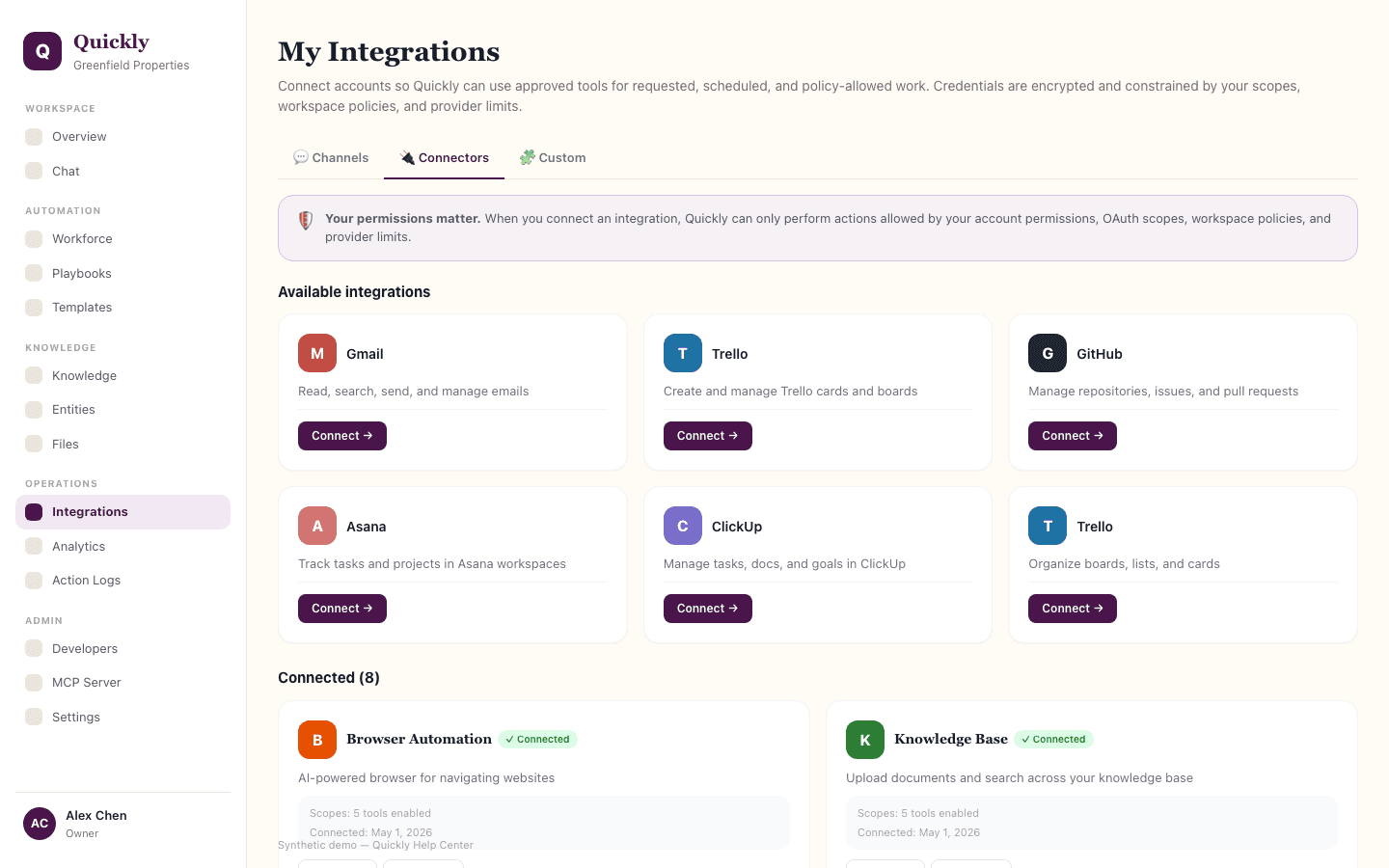 Connect integration screenshot