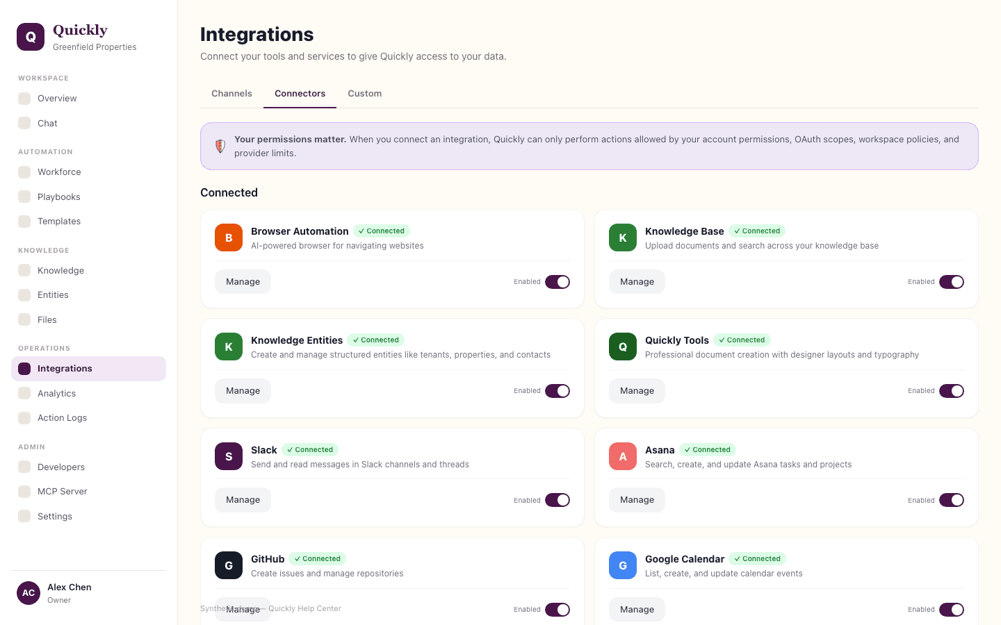 Integrations screenshot